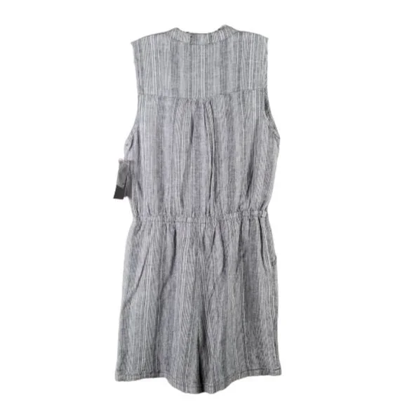 Kelly Renee Womens Linen Blend Striped Sleeveless Black/White Shorts Romper Sz S - Picture 3 of 11